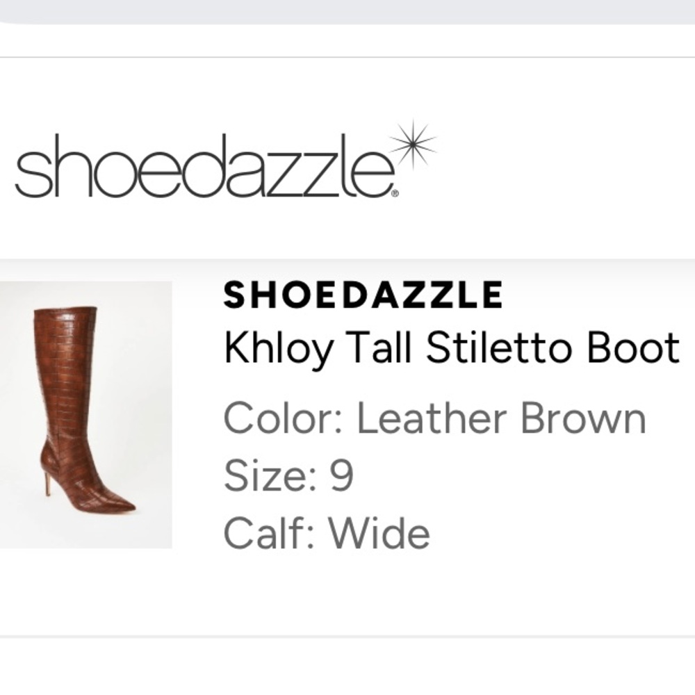 JustFab Khloy Leather Brown Tall Heeled Boots 9 - Picture 12 of 12